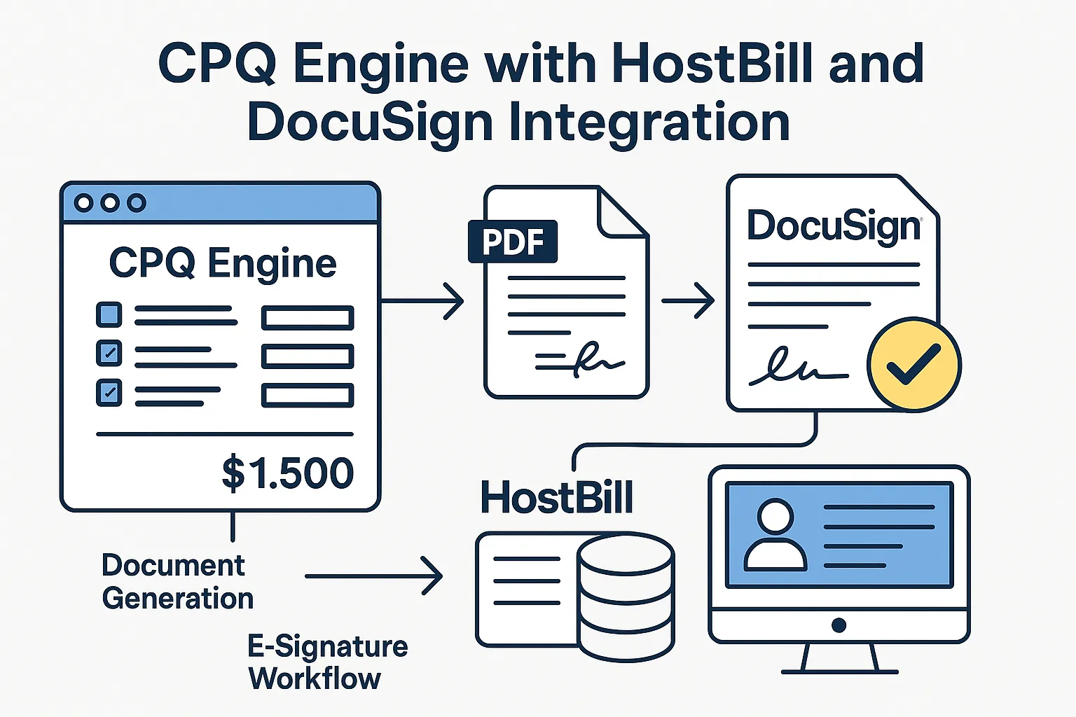 CPQ Engine with Hostbill and Docusign Integration - AI-powered application screenshot showcasing the user interface and key features